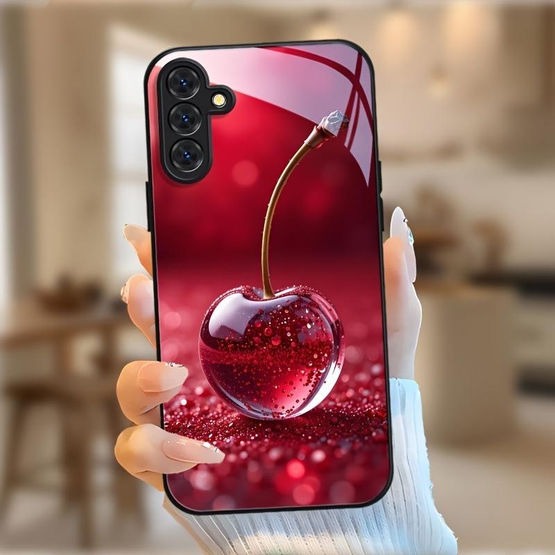 Samsung S26ULTRA Phone Case A90 Cherry S24 Tempered Glass A16 Black S25 Protective Case A07