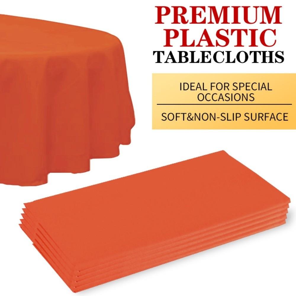 10pcs Universal 84 In Disposable Tablecloth PEVA Printed Plastic Table Covers Oil-proof Sturdy Round Tablecloths Birthday Party
