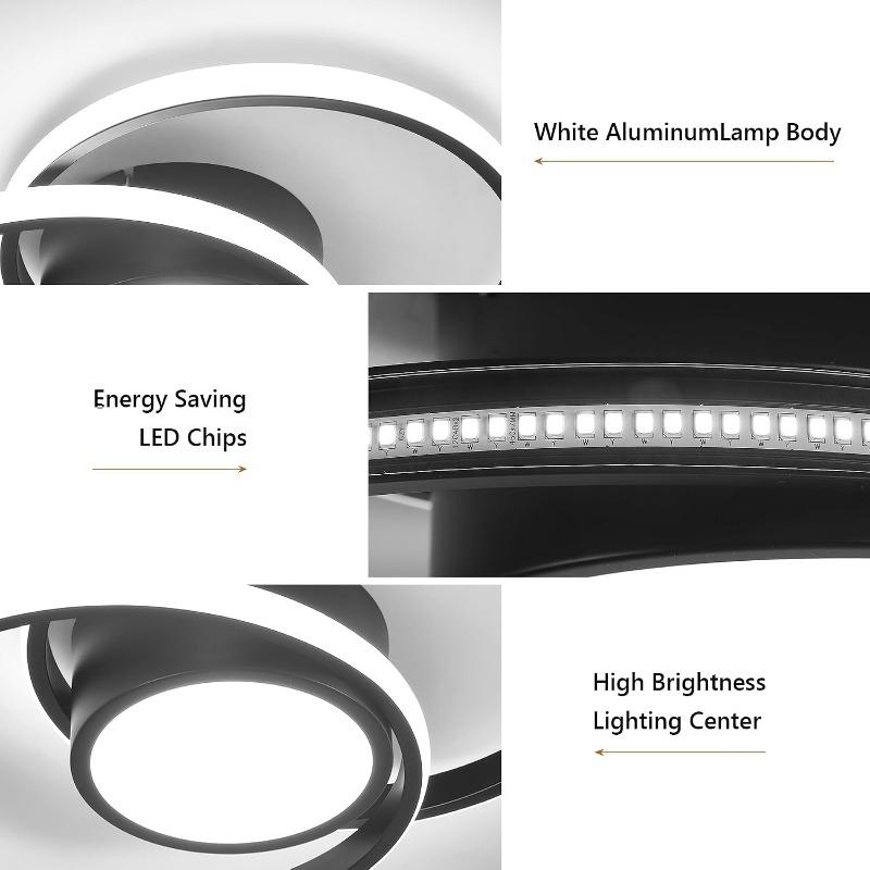 LED Ceiling Light Fixture 4500K Modern Black Square Close to Ceiling Lamp for Bathroom Bedroom Kitchen Balcony Stair Hallway Lighting