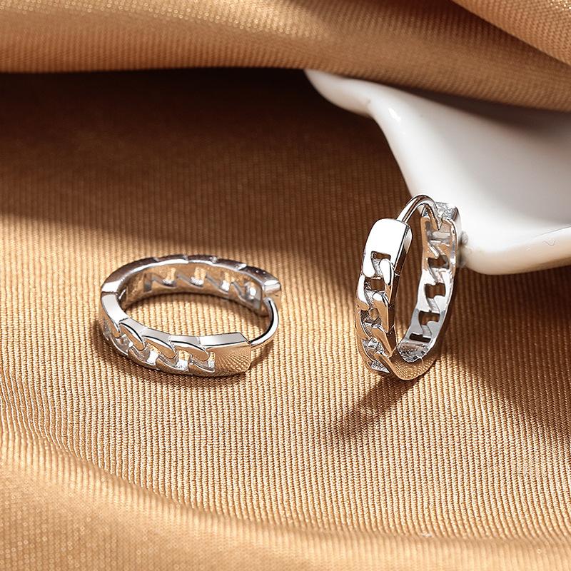 Earrings Women'S Chain Earrings Cold Wind Ear Buckles Niche Design Sense Plain Ring Personality Men'S Earrings Tide