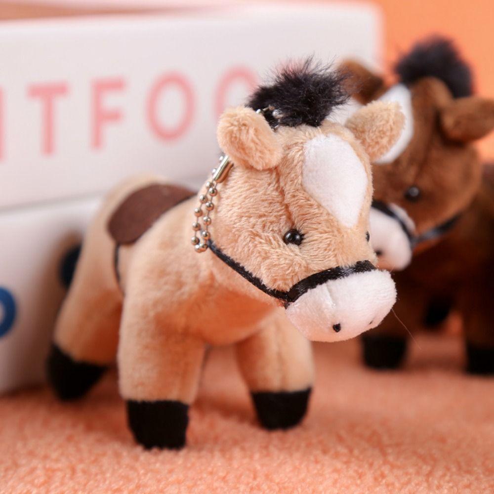 Soft Pony Plush Doll Pendant 12cm Plush Horse Cute Pony Pendant  Keychain