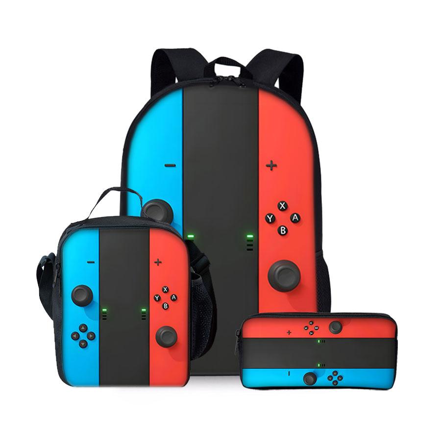 Game Console Patroon Drie Delig Set Rugzakken voor Jongens en Meisjes Beste Cadeaus 2D Platte Cartoon Schoolrugzak voor Kinderen