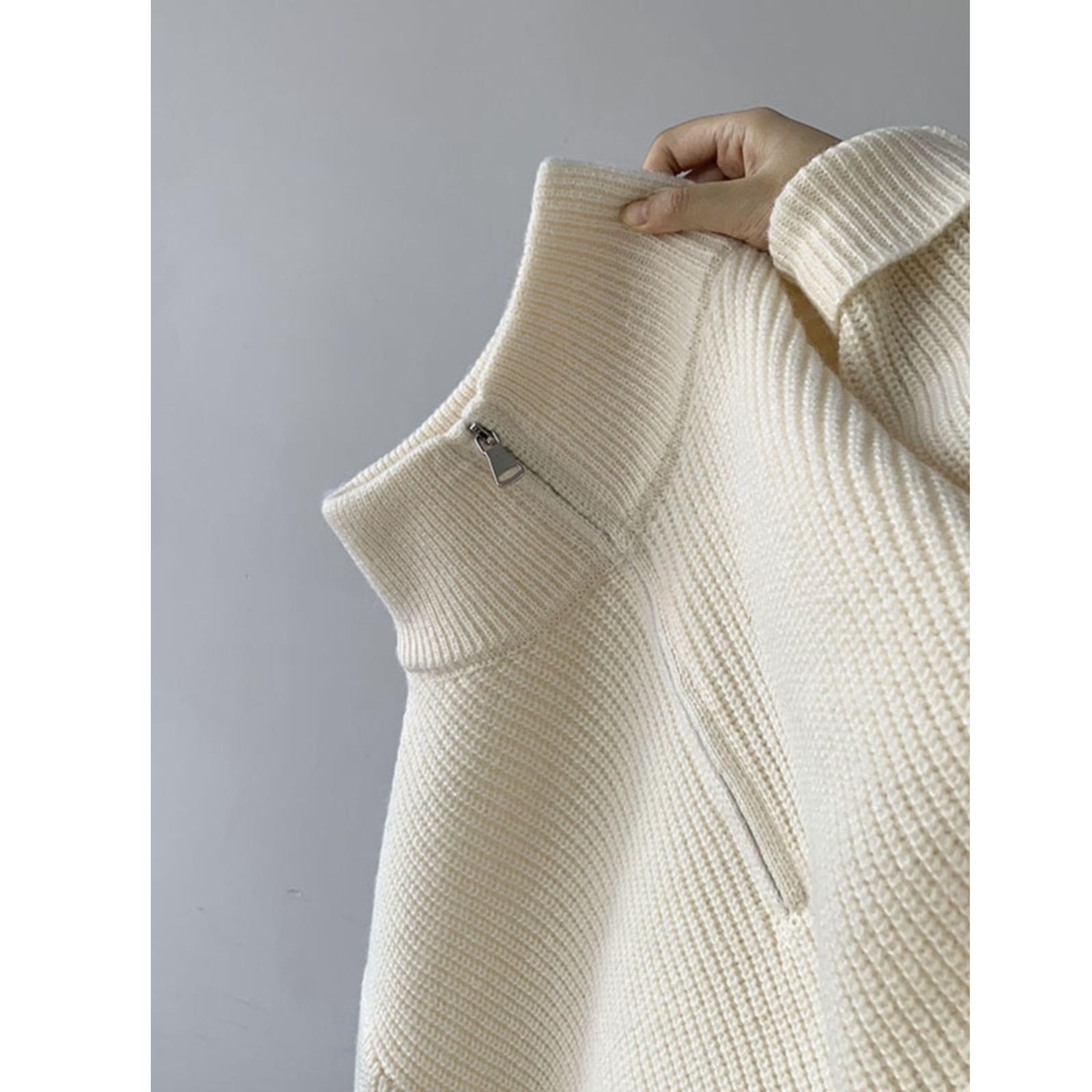 Men s Trendy Half-Zip Knit Sweater - Versatile Loose-Fit Top Double Extra Large