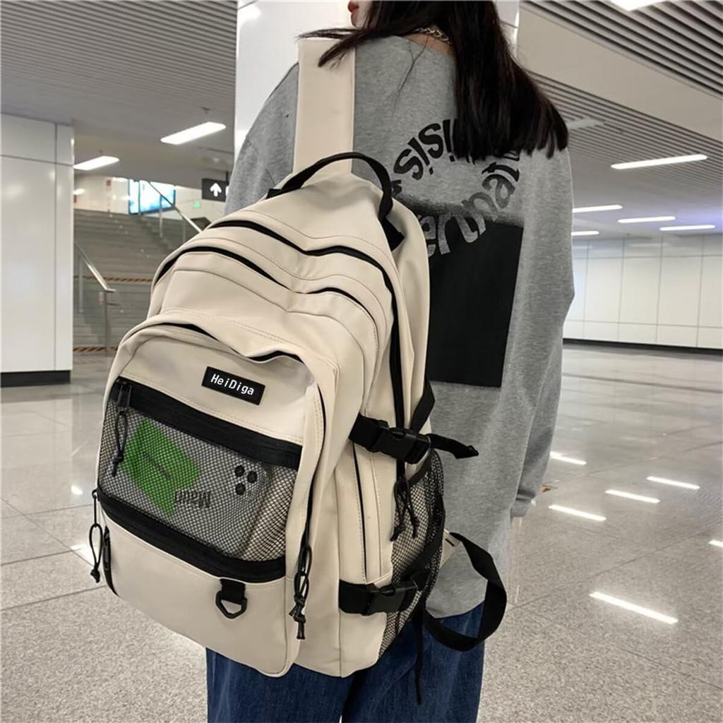 HeiDiga Large Capacity Lightweight and Perfect for and Korean Ideal for High School Girls and Popular and Includes Laptop Multiple and Large Mesh