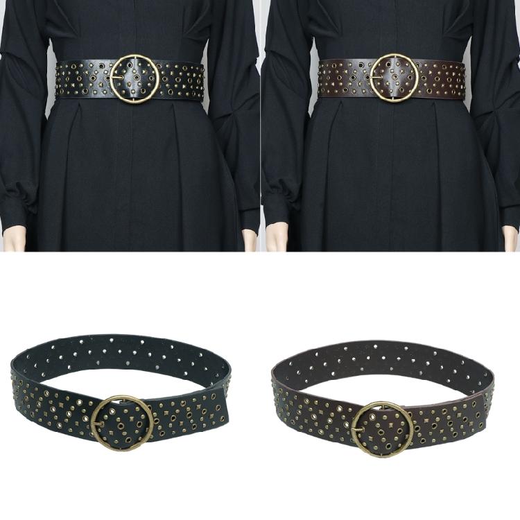 Pin Buckle Waist Belt with Rivet Adjustable Waist Belt for Women Jean Skirt Coat