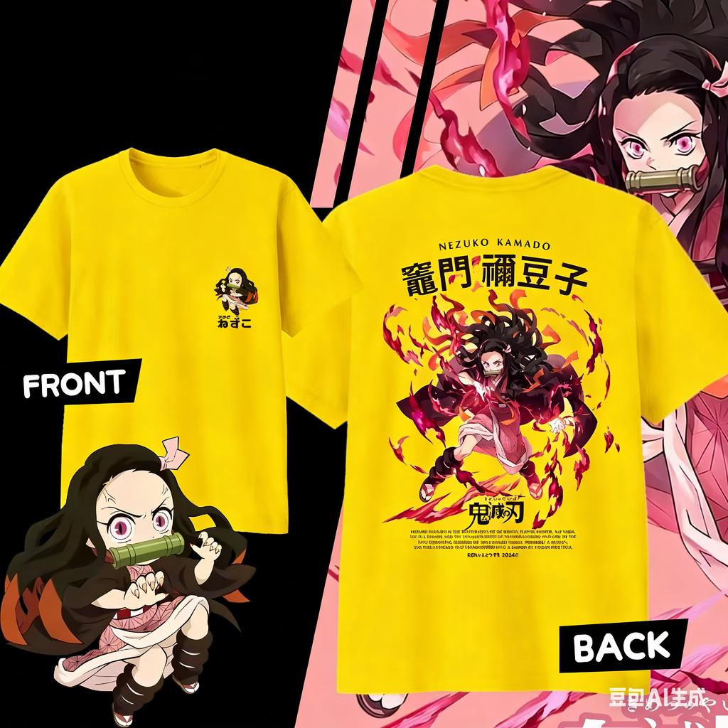 Demon Slayer Kamado Nezuko Pure Cotton Tshirt for 2026 Summer KidsUnisexsWomens Fashion Casual Cosplay Short Sleeved Tshirt