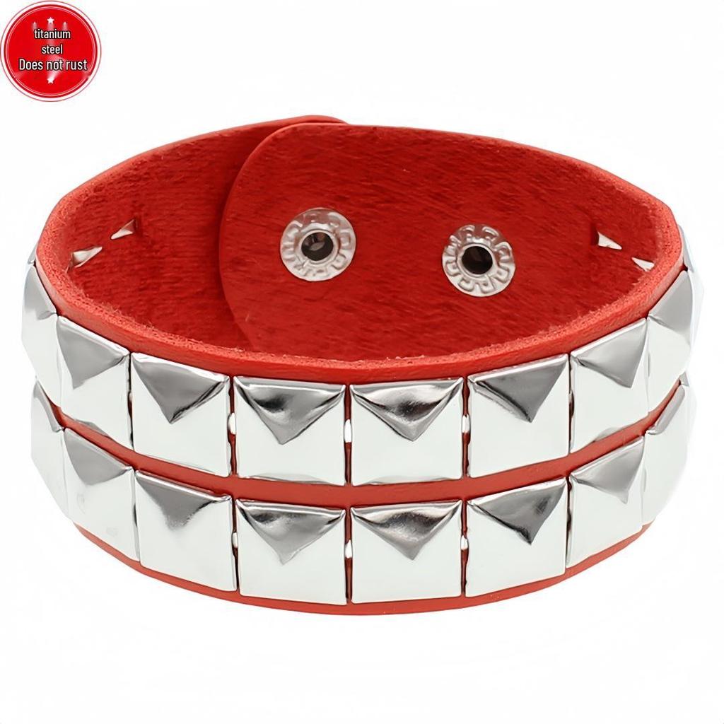 European & American Punk Street Style Rivet Leather Couple Bracelet for Nightclubs