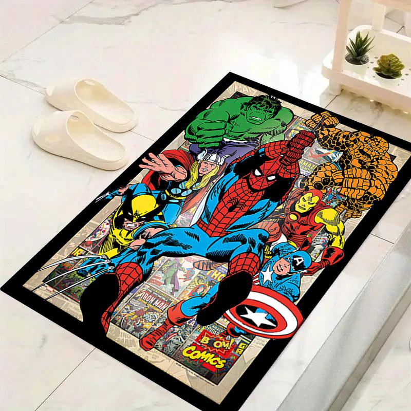 

1 шт. Килим з персонажами Marvel Avengers, Нековзкий килимок для підлоги, Дизайн з мультяшними персонажами, М який оксамит, Декор кімнати, Миючий 60cm by 90cm
