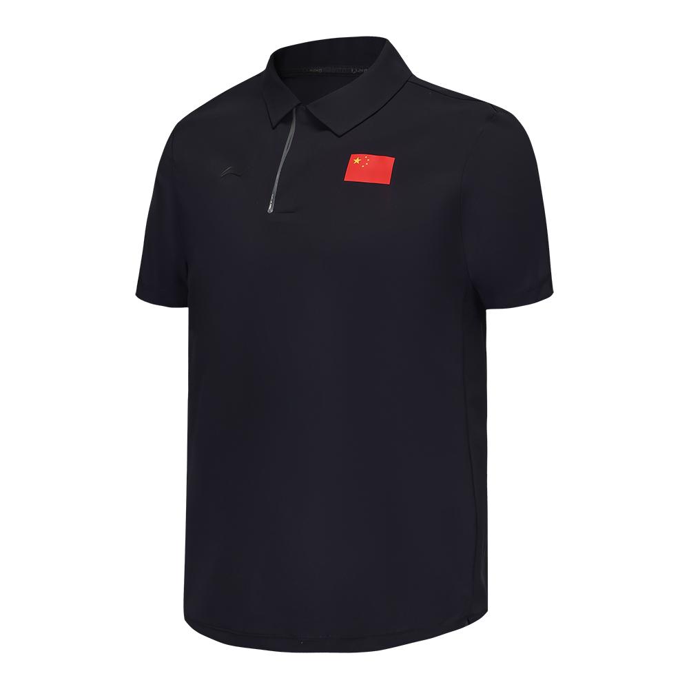 

Li-Ning Серия Honor Простая футболка-поло с узором национального флага, удобная повседневная с коротким рукавом, унисекс, темно-синяя APLV439-1 M