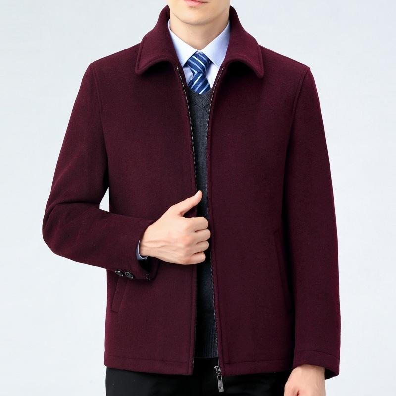 

Осень и зима новая кашемировая куртка мужская среднего и пожилого возраста шерстяные шерстяные топы утолщенная деловая повседневная короткая куртка с лацканами 200