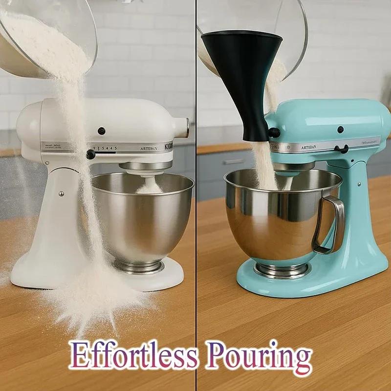 Flour Funnel Stand Mixer Attachment For Kitchen Aid Artisan Ksm150 Tilt-Head Plastic Powder Funnel With Easy-Pour Diameter