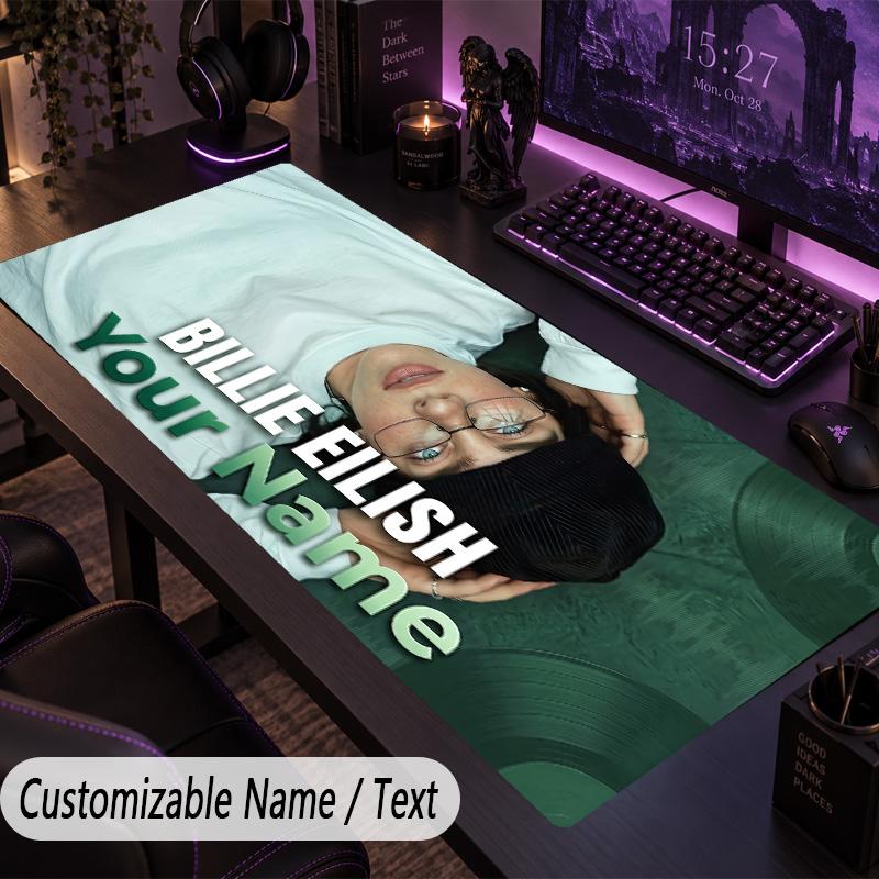 Large Mouse PadBillie Eilish Custom Name Text Personalized Desk Mat Non Slip Gaming Pad