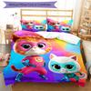 3pcs Super Kitties Adventures1 Design Cover Set - HD Printed Bedding with 1 Cover and 2 Pillowcases - Perfect for Home and Dorm Decor