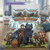 How Train Dragon Pattern Bedding Quilt Set Quilt Cover Pillowcase Home Birthday Gift(1 * duvet cover + 2 * pillowcase, without core)