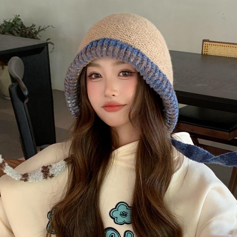 

Осенне-зимние шапки Женские дофаминовые вязаные шерстяные шапки Большой обхват головы Зимние теплые шапки-ушанки Тренд One Size