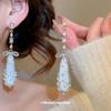 Silver Needle Zircon Bow Water Drop Earrings Cold Style Fashion Elegant Earrings Earrings Light Luxury Premium Earrings Women