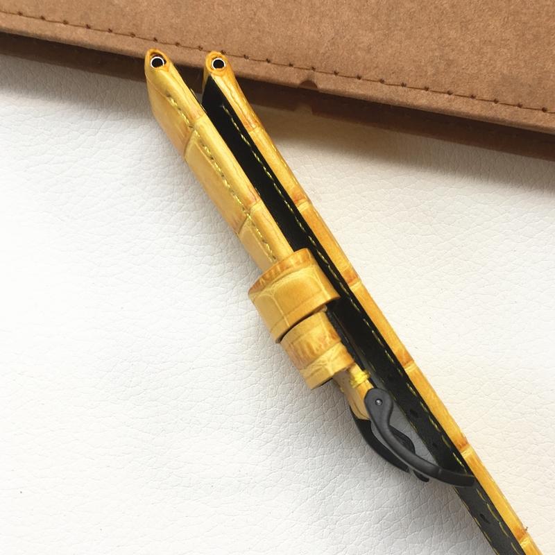 24 мм желтый ремешок из натуральной кожи с узором крокодила — фото 5