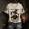 Dames Halloween V-hals T-shirt met Raglanmouwen, Casual Korte Mouw Tee Top