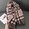 Cashmere Plaid Thickened Female Atmosphere Warm Autumn And Winter White Soft Fringed Shawl Scarf