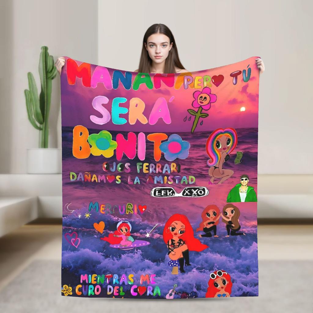 Manana Sera Bonito Karol G Blanket Quality Warm Soft  Throw Blanket Winter Travel Office Couch Chair Novelty Bedspread