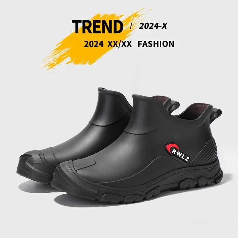 

Зимний бархатный чехол теплые дождевые ботинки короткие мужские водные ботинки модные резиновые сапоги закрывают ноги городской пучок шнурок вейдерсы 44