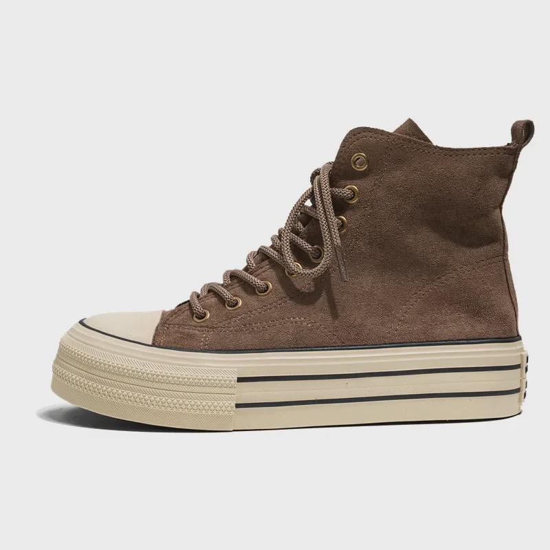 Men's Retro High-Top Canvas Shoes - Autumn Thick-Soled, Casual Style