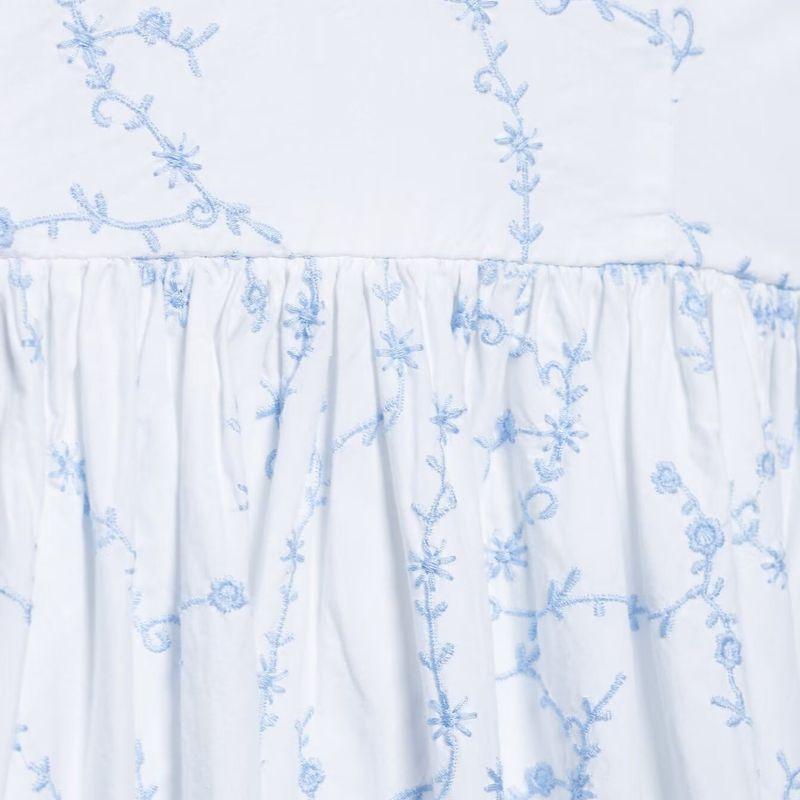 Kaslead New Women clothes Western Style Fashion Simple Embroidery Poplin Dress 0881359 044