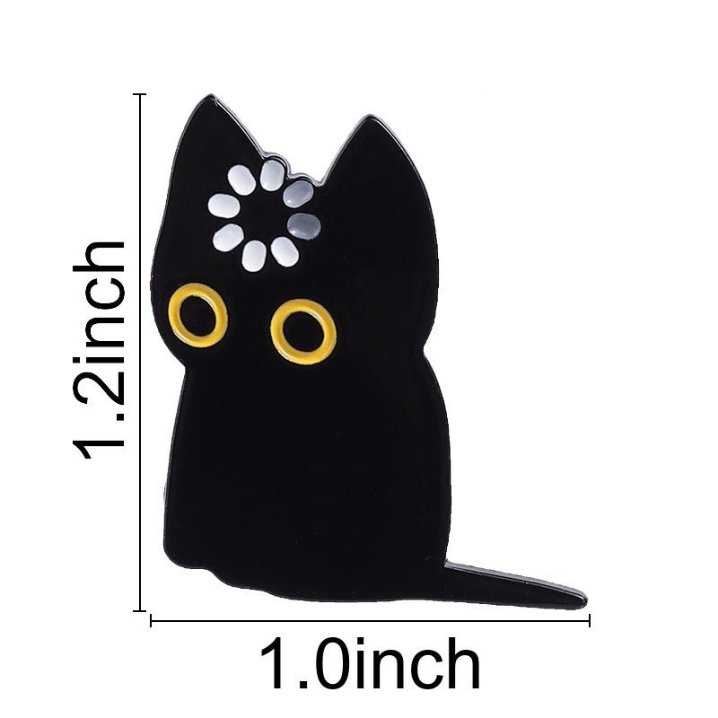 Cute Black Cat Enamel Pin Cartoon Metal Brooch Collar Pin Badge Backpack Clothing Decor Fashion Accessory Gift For Daily Wear