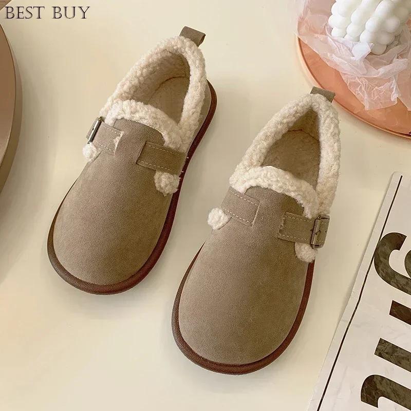 Women's Flat Shoes Thick Sole Plus Round Toe Socket Ladies Warm Shoes Anti-slip Sole Outdoor Cold Protection Suitable for Winter