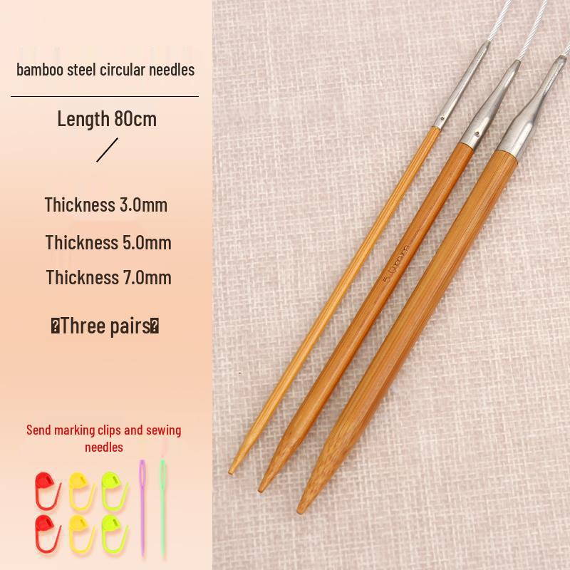 Circular Bamboo & Steel Knitting Needle Set for Hand Knitting Cowl & Cuff Projects