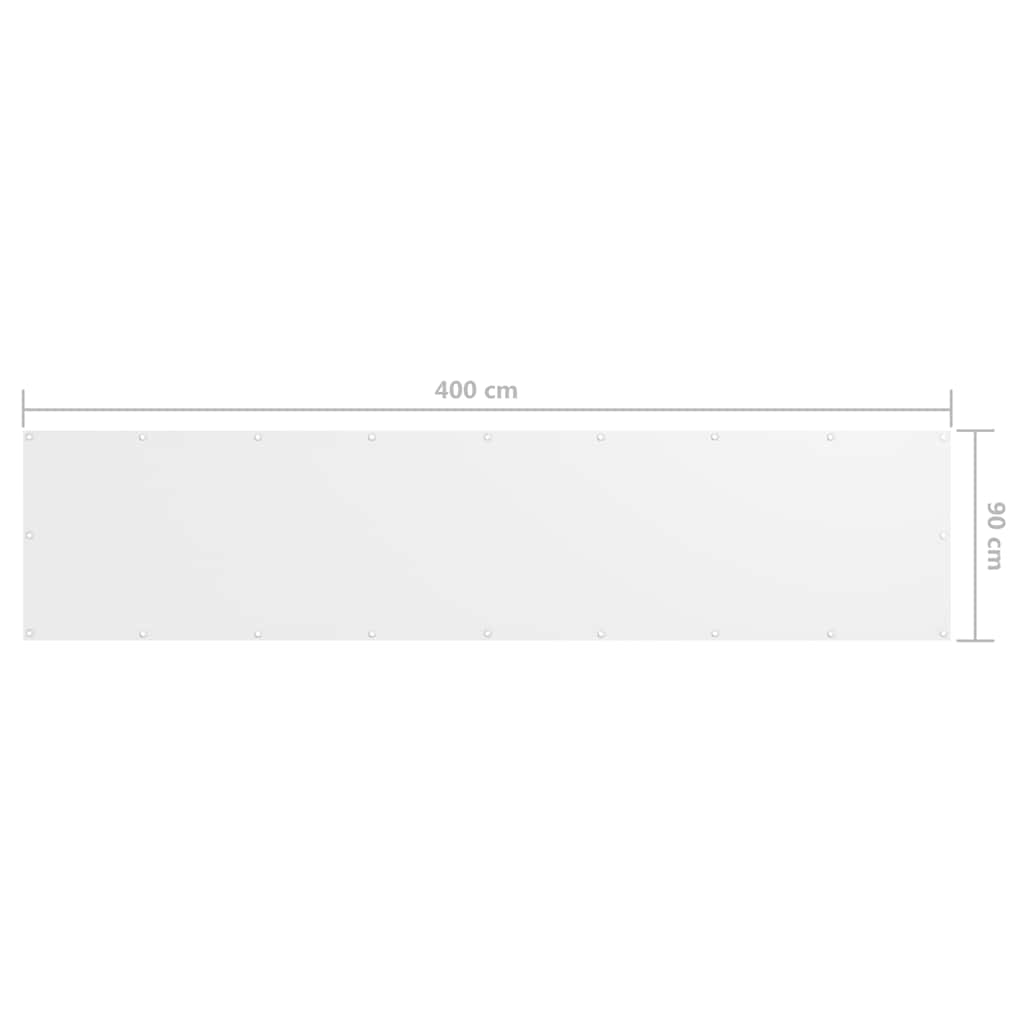 Vidaxl Parawan Balkonowy, Biały, 90X400 Cm, Tkanina Oxford