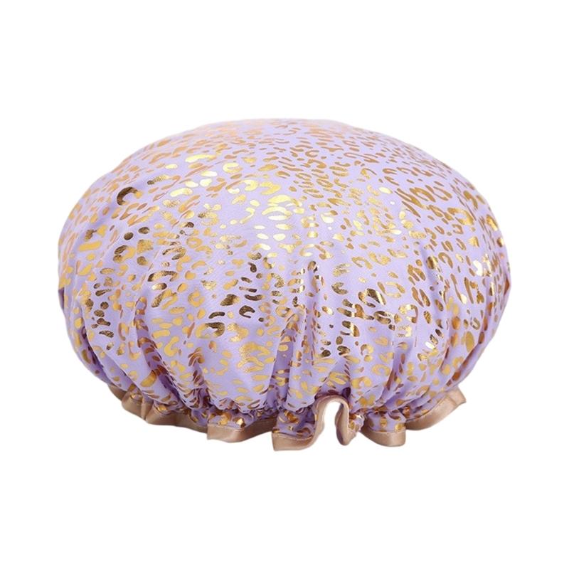 Contemporary Reusable Shower Caps For Women Double Layer Design And Waterproof Protection For Bath And Spa фиолетовый