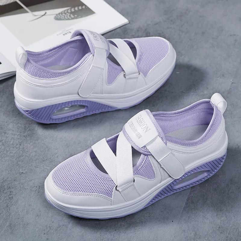  New Fashion Women Mesh Sneakers Platform Toning Wedge Shoes Sports Woman Breathable Fitness Shoe Thick Sole Girl Shoes