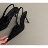 2026 Spring New Women Sandal Fashion Pointed Toe Shallow Slip on Dress Mules Shoes Thin Low Heel Slingback Sandal