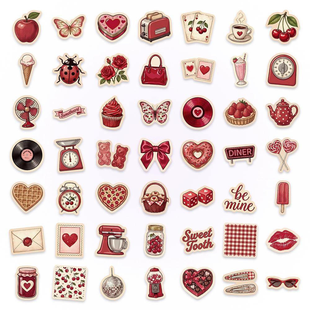 10/30/50pcs Red Valentine's Day World Cartoon Stickers Aesthetic Graffiti Decals DIY Notebook Suitcase Cute Decoration Sticker