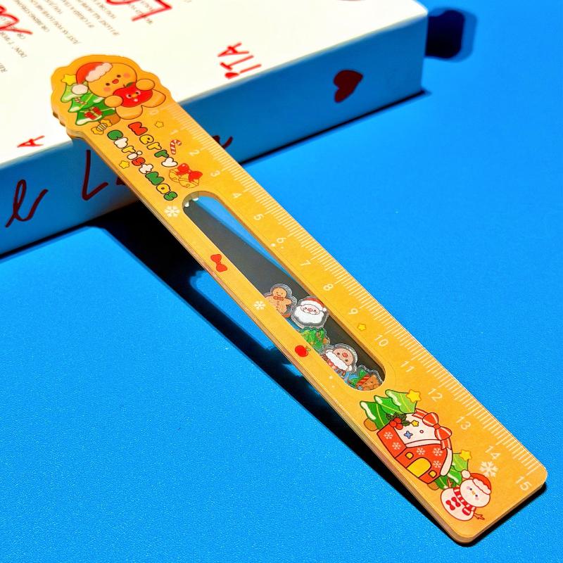 Cartoon Santa Claus Snowman Christmas Ruler Creative Drawing Painting Tool Reward Stationery Student Gift School Supplies