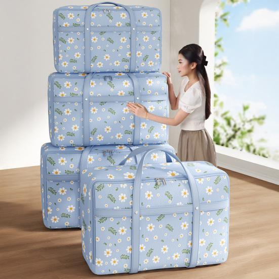 Storage Bag with Two-Way Zipper Extra Large Capacity Dust-Proof Organizer Flower Pattern Clothes Storage Bag