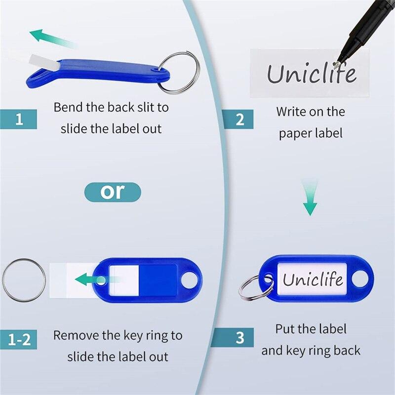 50pcs Colorful Plastic Tags Hotel Number Classification Card Key Tags Label Name Baggage Tag ID Name Tags With Split Ring