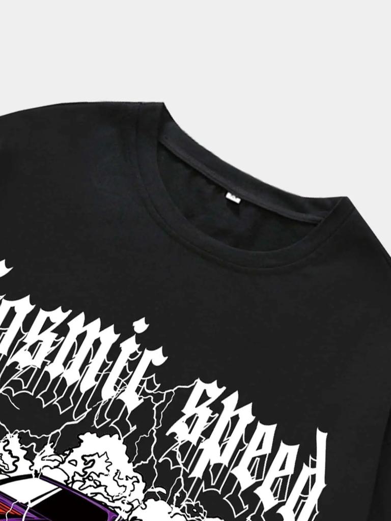 Cosmic Speed Extreme Sport Racing On The Mountain Men Tee T Shirt Cotton T-Shirt Casual Breathable Clothes Oversize Short Sleeve