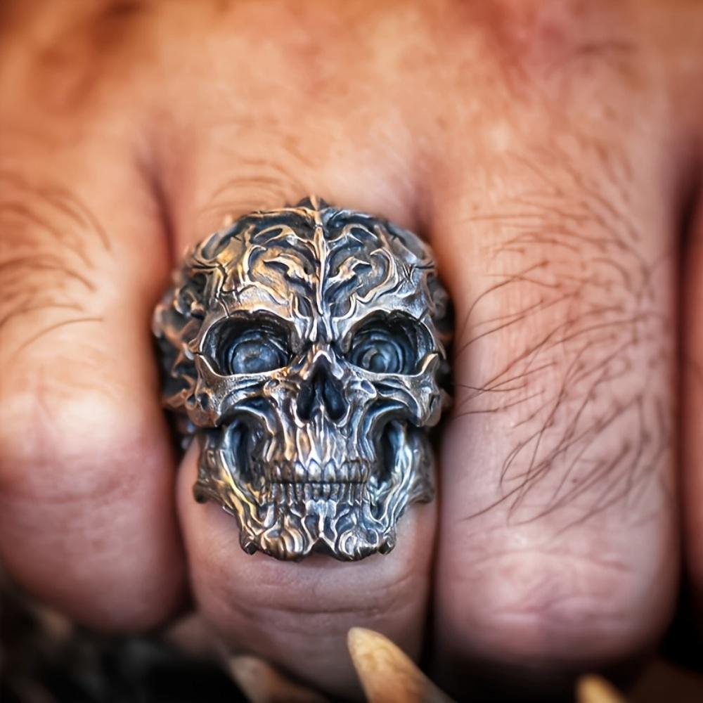 Vintage Punk Stainless Steel Skull Rings For Men Gothic Punk Horror Skull Rings Hip Hop Men Motorcycle Rock Biker Jewelry Gifts