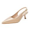 Fashion Summer Popular Sexy Elegant Pointed Toe Low Heel Sandals Ladies Fashion Patent Leather Singbacks Stripper Party Women Sandals