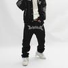 American Street Retro Letter Printing Washed Black Jeans Hip-hop Loose Straight Wide-leg Trousers Ins