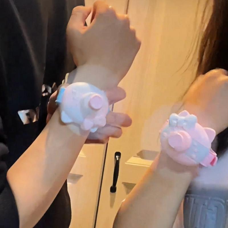 Kawaii Cartoon Kt Cat Wrist Fan Summer Rechargeable Student Children Portable Watch Small Fan Wind Force Usb Fan Kids Gifts