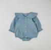 Korean Style Baby Girl Long Sleeve Lace Collar Footed Bodysuit Jumpsuit Romper