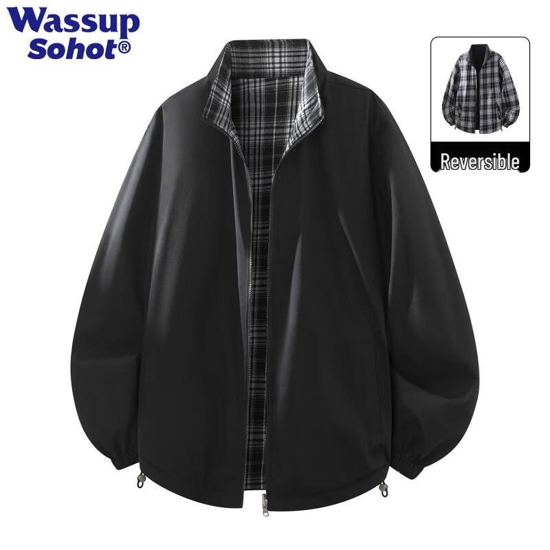 Wassup Sohot American Style Fake Two-Piece Spliced Jacket 2XL