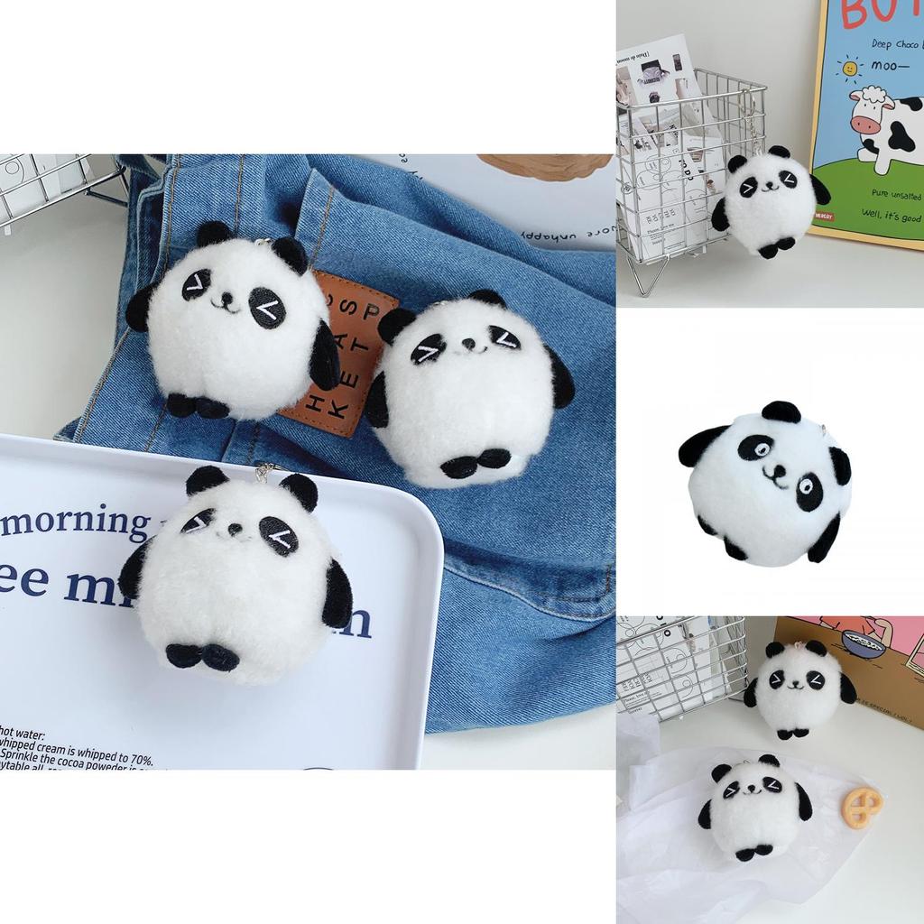 Adorable Panda Plush Toy Keychain Cute Black And White Stuffed Animal Bag Charm