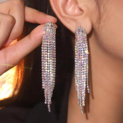 Lussuosi Orecchini Nappina Multicolor con Strass per Donna