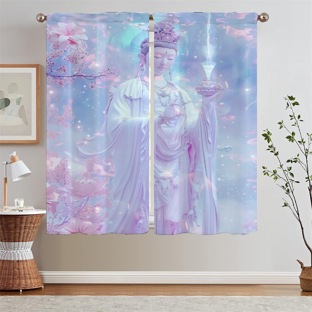 

Black Out Curtains предлагает Авалокитешвару в белых одеждах. Blackout Curtain Carnives. Оконные прозрачные шторы по акции. Бесплатная доставка. W50xH70cmx2pcs-CL