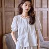 Summer Literary and Artistic Small Clear Plaid Short-sleeved Shirt Women + Medium and Long Skirt Two-piece Set