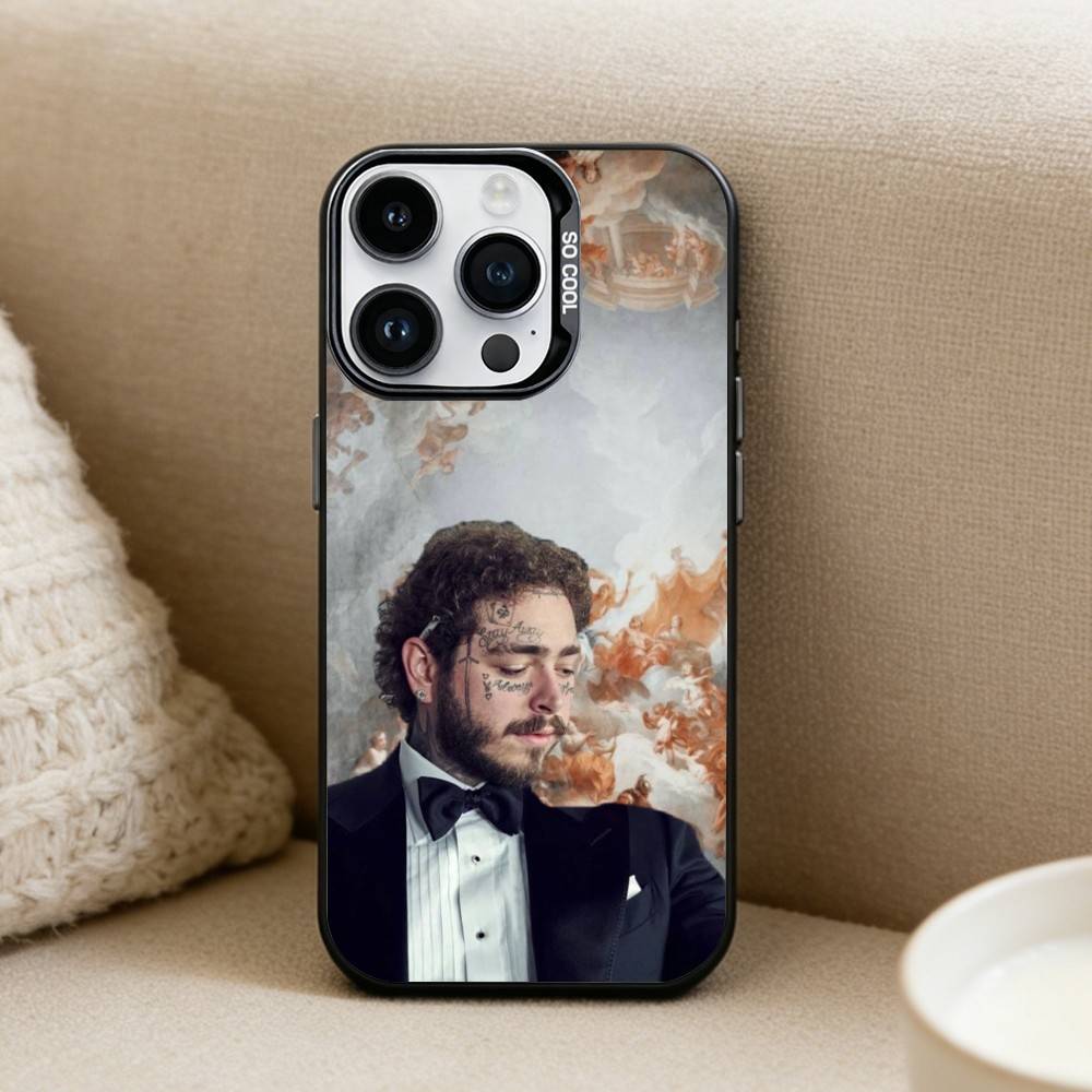 King P-Post M-Malone Phone Case For iPhone17, 16,15,14,13,12 Pro Max Black Candy Matte Shockproof Cover